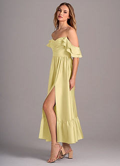 Azazie Anaya Brautjungfernkleider Wandelbar A-Linie Herzausschnitt Stretch-Satin Kleid Zitronensorbet image4