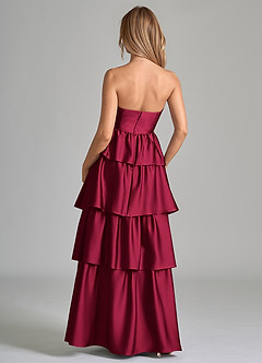 Azazie Faye Brudtärnklänningar Klänning av A-Linje i Stretch Satin Ruched Bourgogne image7