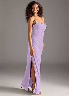Azazie Mai Bridesmaid Dresses Lilac Sheath Pleated Mesh Dress image8