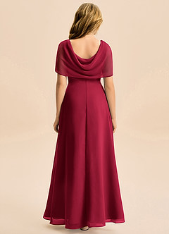 Azazie Emma Junior Robe Trapèze en Mousseline de soie Plissée Bourgogne image2