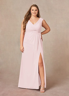 Azazie Sally Mother of the Bride Dresses Blushing Pink A-Line V-Neck Pleated Chiffon Dress image6
