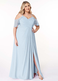 Azazie Dakota Bridesmaid Dresses Mist A-Line V-Neck Pleated Chiffon Dress image11