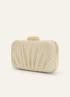 front Plissierte Clutch aus Stretch-Satin