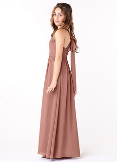 Azazie Jaylah Junior Cedar Rose A-Line Ruched Chiffon Dress image3