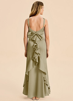 Azazie Ayah Junior Moss Green Mermaid High Neck Stretch Satin Dress image4