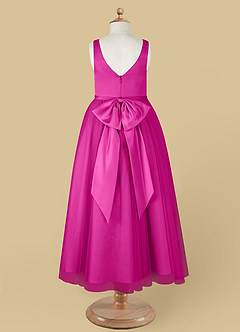 Azazie Marybell Flower Girl Dresses Fuchsia A-Line Bow Tulle Dress image11