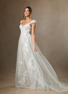 Azazie Moonstone Wedding Dresses Diamond White A-Line Sweetheart Sequins Tulle Dress image6