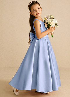 Azazie Pipsy Robe Demoiselle D'honneur Fillette Robe Trapèze en Mat Satiné Arc Eis image3