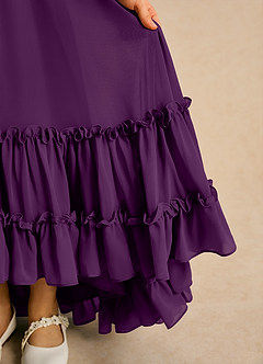 Azazie Kass Blumenmädchenkleider A-Linie Plissee Chiffon Kleid Traube image7