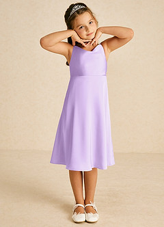 Azazie Zuzu Flower Girl Dresses Lilac A-Line Spaghetti Strap Stretch Satin Dress image1