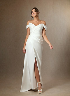 Azazie Kalise Vestidos de novia Vestido de Diamante Blanco de Satén de doble cara de Corte Sirena con Sin tirantes image5
