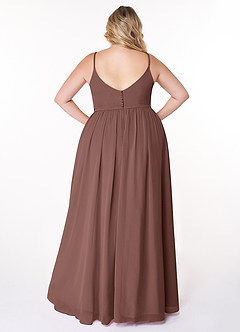 Azazie Rayna Bridesmaid Dresses Espresso A-Line V-Neck Pleated Chiffon Dress image8