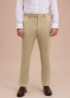 front Ethan Champagne Refined Weave Dress Pants