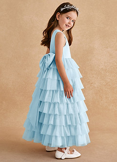Azazie Twinkle Toes vestidos de niña de las flores Vestido de Azul Cielo de Tul de Corte En A con Lazo image5