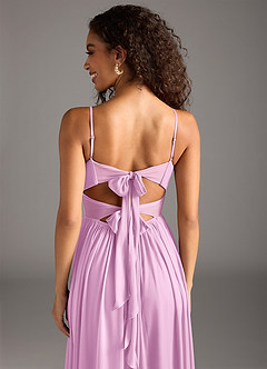 Azazie Zeya Bridesmaid Dresses Candy Pink A-Line Pleated Mesh Dress image8