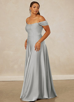 Christian Siriano Bridal for Azazie 1002 Brautjungfernkleider Wandelbar A-Linie Schulterfrei Stretch-Satin Kleid Silber image12