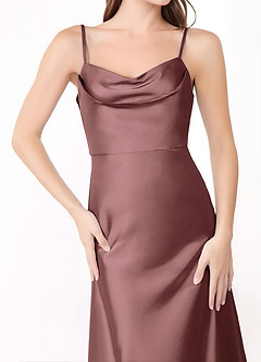 Azazie Alaija Bridesmaid Dresses Vintage Mauve Mermaid Side Slit Stretch Satin Dress image5