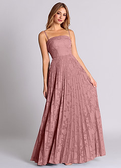 Azazie Mariana Bridesmaid Dresses Dusty Rose A-Line Strapless Floral Burnout Convertible Dress image7