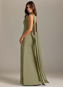 Azazie Kinsley Bridesmaid Dresses Pistachio Mermaid Side Slit Stretch Satin Dress image6
