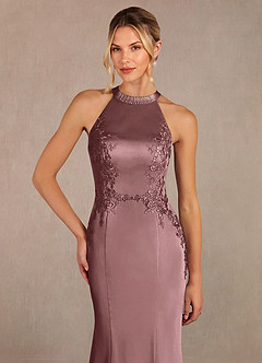 Azazie Tyra Mother of the Bride Dresses Vintage Mauve Mermaid Lace Stretch Satin Dress image4