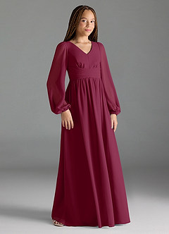 Azazie Norah Junior Mulberry A-Line Pleated Chiffon Dress image4