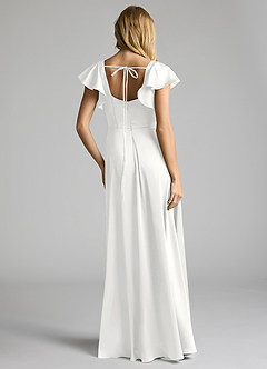 Azazie Bondi Bridesmaid Dresses White A-Line Bow Stretch Satin Dress image9