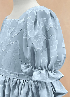 Azazie Joss Flower Girl Dresses Sky Blue A-Line with Sleeves Floral Burnout Dress image7