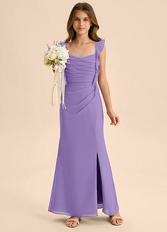 Azazie Jessamine Junior Vestido de Tahití de Gasa de Corte Sirena con Escote de Corazón image1