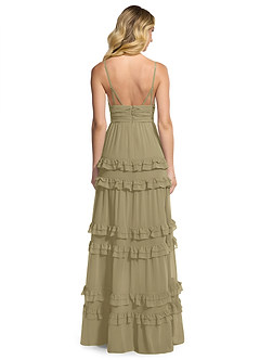 Azazie Rachel Bridesmaid Dresses Moss Green A-Line Chiffon Dress image2