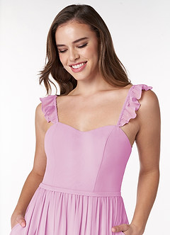 Azazie Metz Final Sale Candy Pink A-Line Sweetheart Ruched Chiffon Dress image5