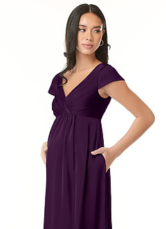 Azazie Allessia Maternity Bridesmaid Dresses A-Line Pleated Stretch Satin Floor-Length Dress image6