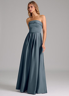 Azazie Lucienne Bridesmaid Dresses Twilight A-Line Strapless Stretch Satin Convertible Dress image6