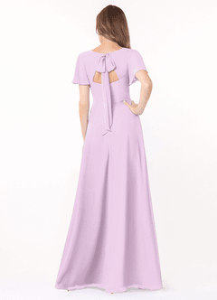 Azazie Kimber Bridesmaid Dresses Frosted Lilac A-Line Flounce Sleeve Chiffon Dress image2