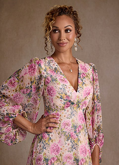 Azazie Marlo Moeder van de bruid jurken A-Lijn Jurk van Chiffon Geplooid Lavendel Bloemig image4