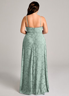 Azazie Moira Bridesmaid Dresses Agave A-Line Side Slit Floral Burnout Dress image11