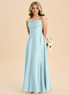 Azazie Bear Junior Cloud Blue A-Line Sweetheart Neckline Stretch Satin Dress image6