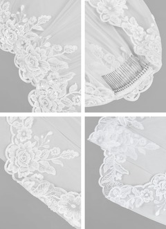 front Persila Lace Fingertip Veil