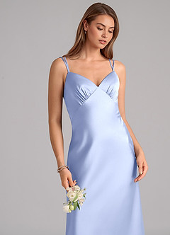 Azazie Suttona Bridesmaid Dresses Ice A-Line Pleated Stretch Satin Dress image7