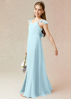 Azazie Everett Junior Cloud Blue A-Line Chiffon Dress image3