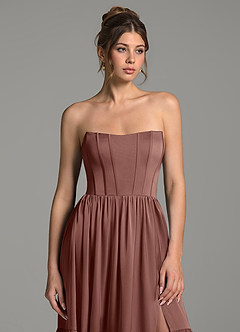 Azazie Delphina Bridesmaid Dresses Espresso A-Line Corset Stretch Satin Convertible Dress image6