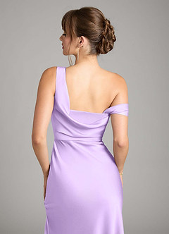 Azazie Madelyn Bridesmaid Dresses Lilac Mermaid One Shoulder Stretch Satin Convertible Dress image7