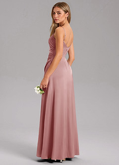 Azazie Azuree Bridesmaid Dresses Dusty Rose A-Line Pleated Stretch Satin Dress image7