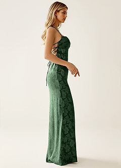 Angena Eucalyptus Jacquard Opne Back Party Dress image6