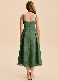 Azazie Amalie Junior Eucalyptus A-Line Ruched Floral Burnout Dress image2