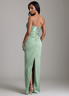 Azazie Sonora Vestidos de damas de honor Vestido de Agave de Satén Elástico de Corte Recto con Sin tirantes image7