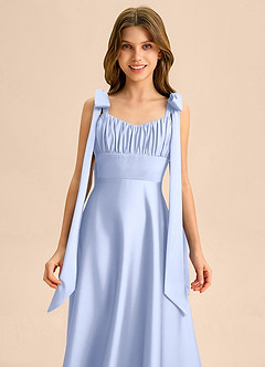 Azazie Halley Junior Ice A-Line Bow Stretch Satin Dress image6