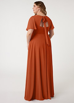 Azazie Kimber Robes de demoiselle d'honneur Robe Trapèze en Mousseline de soie Manches à volants Orange Brûlée image7