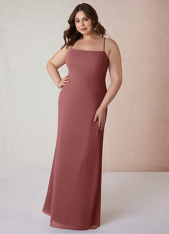 Azazie Tayla Bridesmaid Dresses Amethyst Sheath Square Neckline Chiffon Dress image6