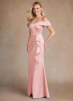 Azazie Laredo vestidos de madre de la novia Vestido de Rosa Empolvado de Satén Elástico de Corte Sirena con Vestidos sin tirantes image2