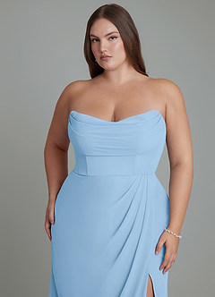 Azazie Johana Bridesmaid Dresses Powder Blue Mermaid Off the Shoulder Chiffon Convertible Dress image15
